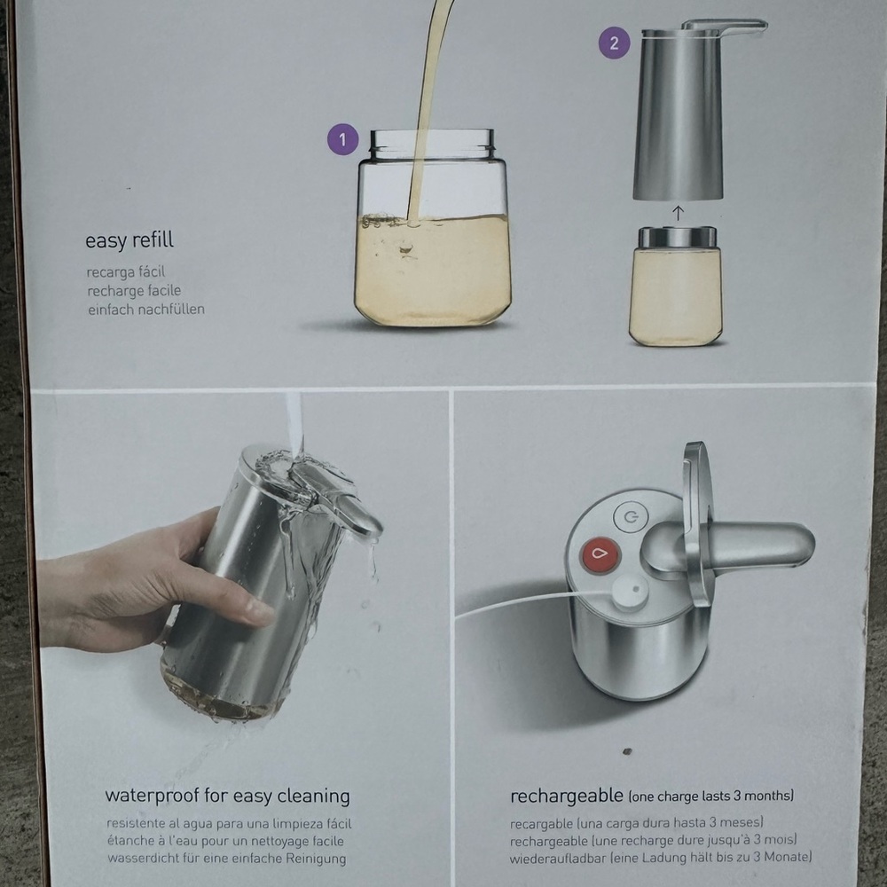 NIB Simplehuman Stainless Steel Automatic Foam Soap Dispenser - Silver - Picture 2 of 3